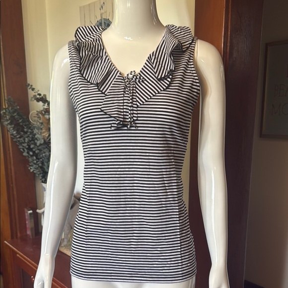 NWT chaps size small Striped Sleeveless Top with Ruffle Detail - Picture 1 of 4